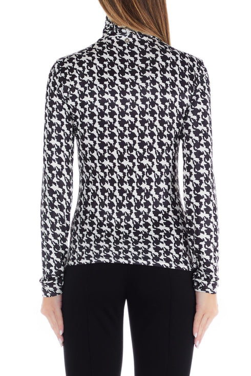 Maglia Donna a collo alto con motivo pied de poule Panna nero Liu Jo- Francavilla Moda